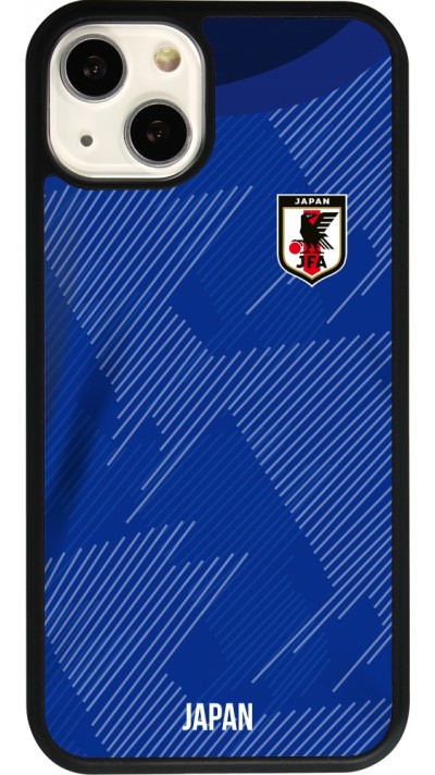 Coque iPhone 13 - Silicone rigide noir Maillot de football Japon 2022 personnalisable
