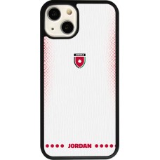 Coque iPhone 13 - Silicone rigide noir Maillot de football Jordanie 2026 personnalisable