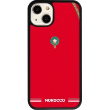 Coque iPhone 13 - Silicone rigide noir Maillot de football Maroc 2026 personnalisable