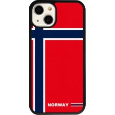 Coque iPhone 13 - Silicone rigide noir Maillot de football Norvège 2026 personnalisable