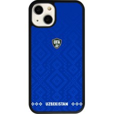 Coque iPhone 13 - Silicone rigide noir Maillot de football Ouzbékistan 2026 personnalisable