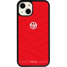 Coque iPhone 13 - Silicone rigide noir Maillot de football Tunisie 2026 personnalisable