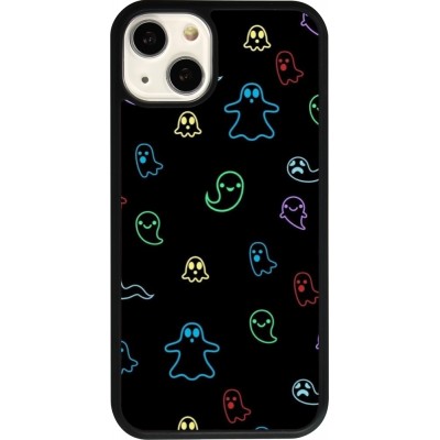 Coque iPhone 13 - Silicone rigide noir Halloween 2024 colorful ghosts