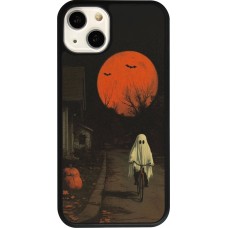 iPhone 13 Case Hülle - Silikon schwarz Halloween 2025 Ghost on a bicycle