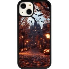Coque iPhone 13 - Silicone rigide noir Halloween 2025 Haunted house