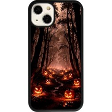 Coque iPhone 13 - Silicone rigide noir Halloween 2025 Road of Terrifying Pumpkins