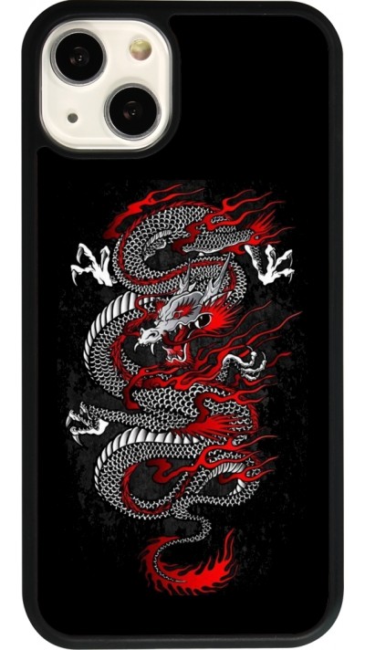 iPhone 13 Case Hülle - Silikon schwarz Japanese style Dragon Tattoo Red Black