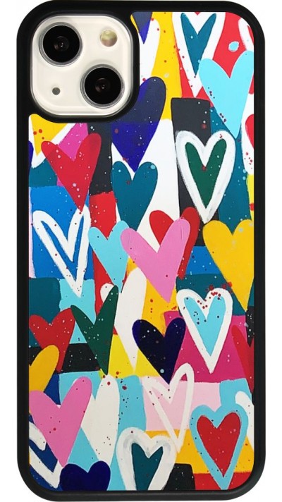 iPhone 13 Case Hülle - Silikon schwarz Joyful Hearts