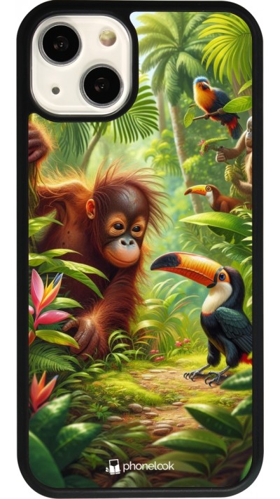 iPhone 13 Case Hülle - Silikon schwarz Tropischer Dschungel Tayrona