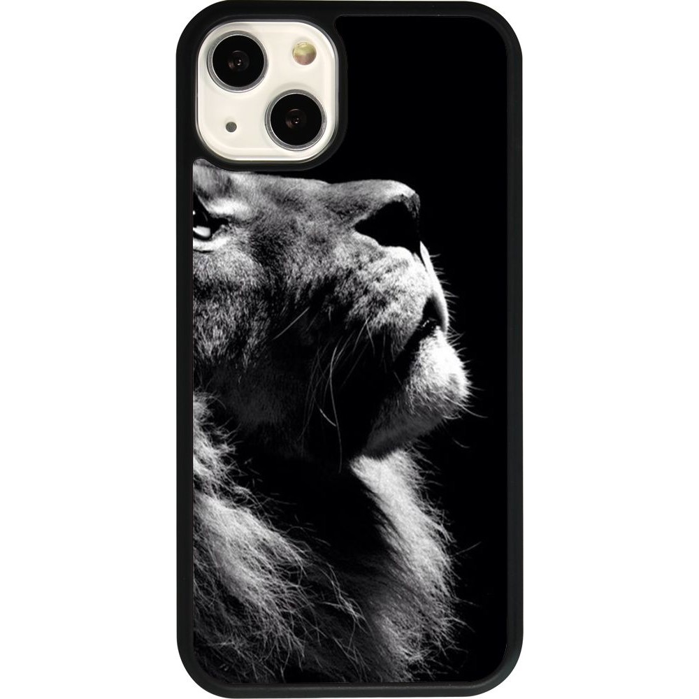 iPhone 13 Case Hülle - Silikon schwarz Lion looking up