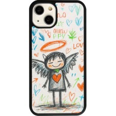 Coque iPhone 13 - Silicone rigide noir Little Angel Sketch Love