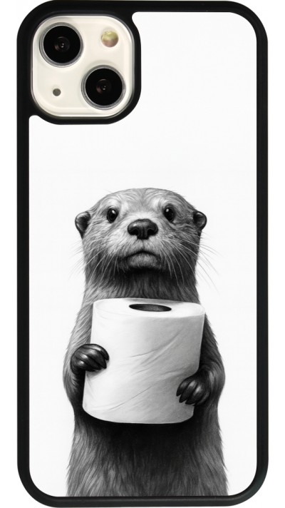 iPhone 13 Case Hülle - Silikon schwarz Otter Toilettenpapier