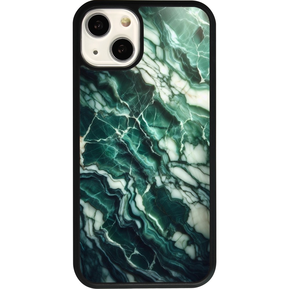 iPhone 13 Case Hülle - Silikon schwarz Majestätischer grüner Marmor