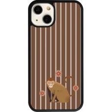 Coque iPhone 13 - Silicone rigide noir Monkey with stripes
