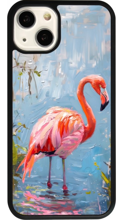iPhone 13 Case Hülle - Silikon schwarz Paint Flamingo