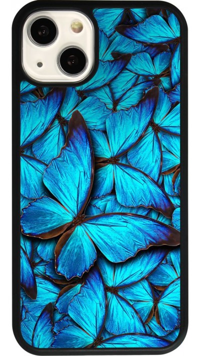 iPhone 13 Case Hülle - Silikon schwarz Papillon - Bleu
