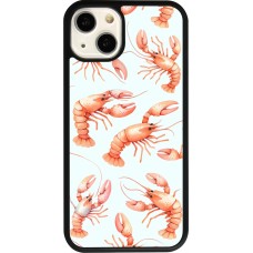 Coque iPhone 13 - Silicone rigide noir Pattern de homards pastels