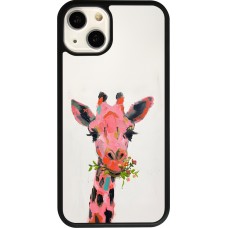 iPhone 13 Case Hülle - Silikon schwarz Pink Girafe Paint