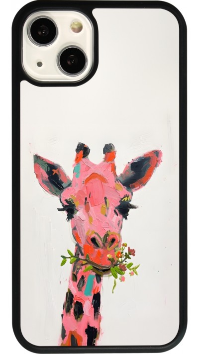iPhone 13 Case Hülle - Silikon schwarz Pink Girafe Paint