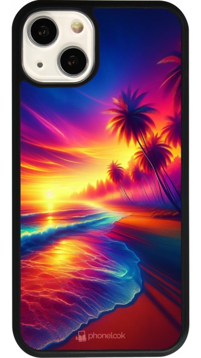 iPhone 13 Case Hülle - Silikon schwarz Strand Sonnenuntergang auffällig