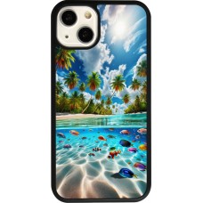 Coque iPhone 13 - Silicone rigide noir Plage Paradis