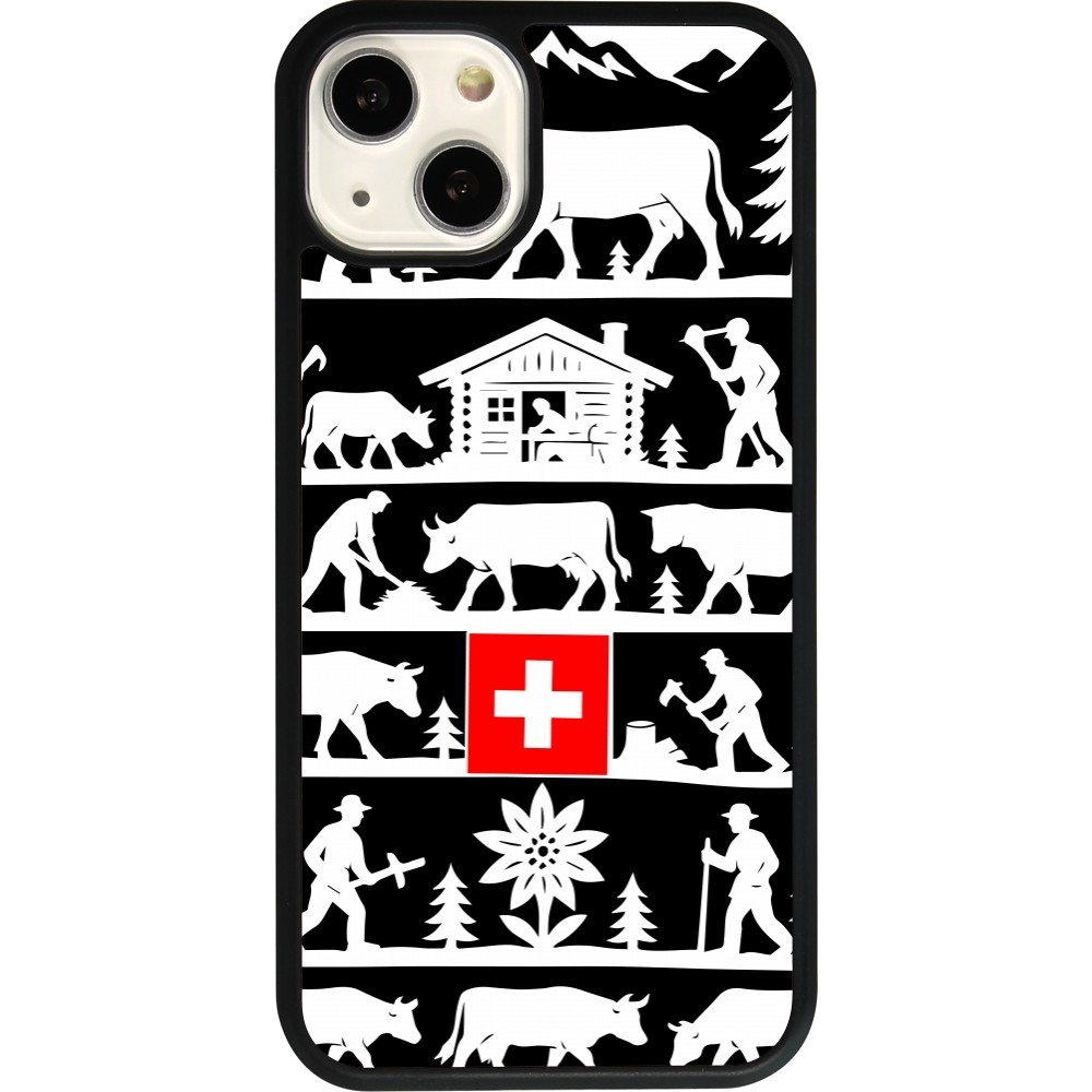 Coque iPhone 13 - Silicone rigide noir Poya Suisse 1 noir