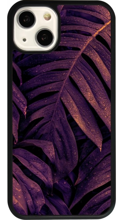 iPhone 13 Case Hülle - Silikon schwarz Purple Light Leaves