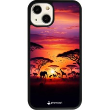 iPhone 13 Case Hülle - Silikon schwarz Safari Sonnenuntergang Wildtiere