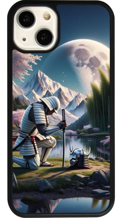 iPhone 13 Case Hülle - Silikon schwarz Samurai Katana Mond
