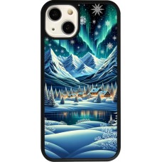 Coque iPhone 13 - Silicone rigide noir Snowy Mountain Village Lake night