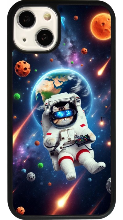 iPhone 13 Case Hülle - Silikon schwarz VR SpaceCat Odyssee