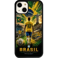 Coque iPhone 13 - Silicone rigide noir Football Brésil splash 2026