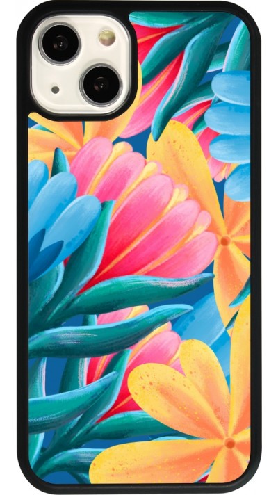 iPhone 13 Case Hülle - Silikon schwarz Spring 23 colorful flowers