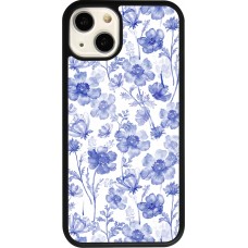 iPhone 13 Case Hülle - Silikon schwarz Spring 23 watercolor blue flowers