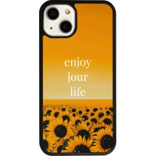 Coque iPhone 13 - Silicone rigide noir Summer 2025 Enjoy your life