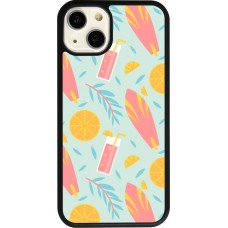 Coque iPhone 13 - Silicone rigide noir Summer 2025 Pattern citron