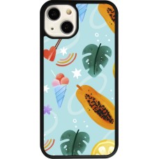 Coque iPhone 13 - Silicone rigide noir Summer 2025 Pattern papaya