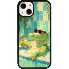 iPhone 13 Case Hülle - Silikon schwarz Crocodile in the swimming pool Summer 2026