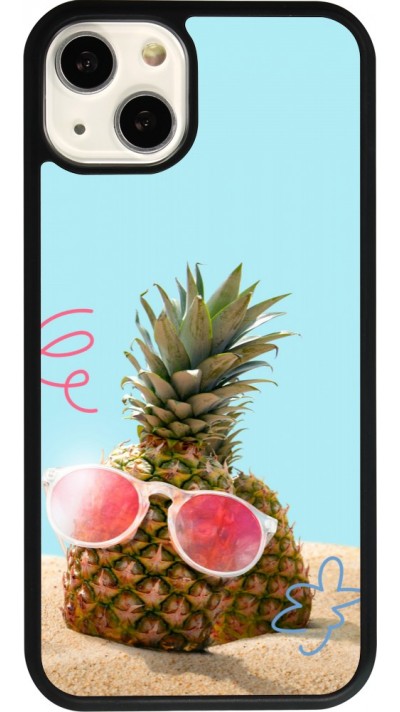 iPhone 13 Case Hülle - Silikon schwarz Pineapple with glasses Summer 2026