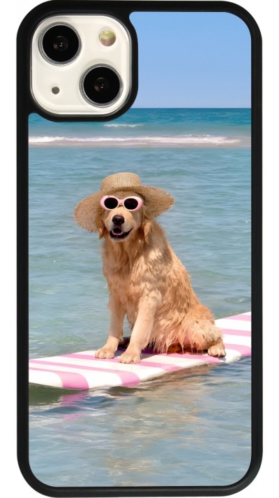 iPhone 13 Case Hülle - Silikon schwarz Summer Dog on Paddle