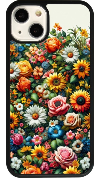 iPhone 13 Case Hülle - Silikon schwarz Sommer Blumenmuster