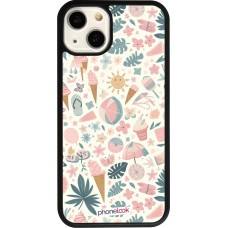 iPhone 13 Case Hülle - Silikon schwarz Sommer Pink Muster