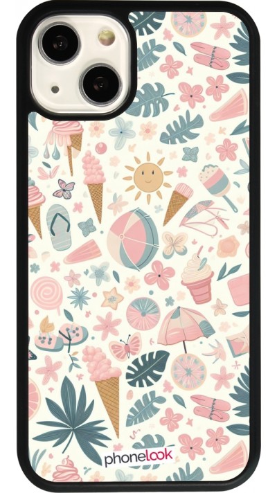 iPhone 13 Case Hülle - Silikon schwarz Sommer Pink Muster