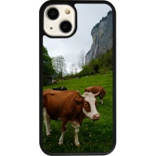 iPhone 13 Case Hülle - Silikon schwarz  Nationalfeiertag Schweiz Kühe