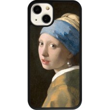Coque iPhone 13 - Silicone rigide noir Tableau art - La Jeune fille à la perle - Johannes Vermeer