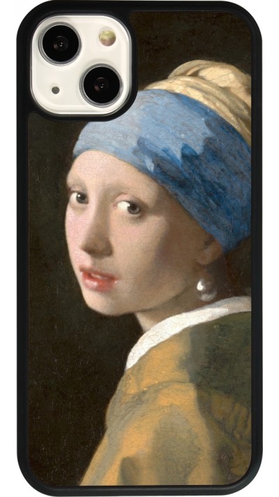 Coque iPhone 13 - Silicone rigide noir Tableau art - La Jeune fille à la perle - Johannes Vermeer