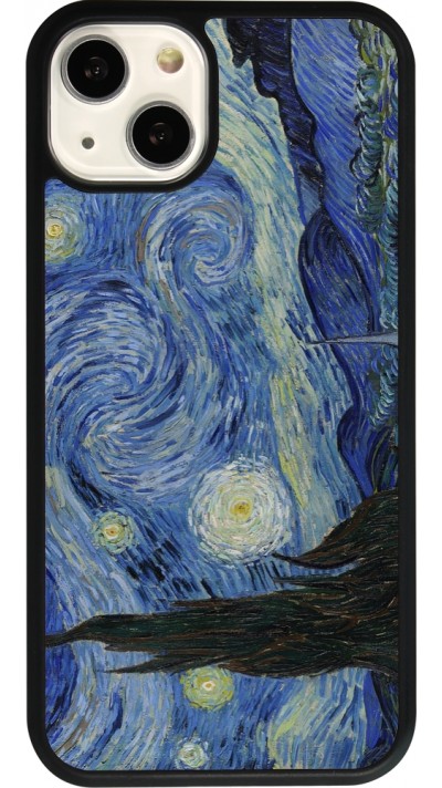 Coque iPhone 13 - Silicone rigide noir Tableau art - La Nuit étoilée - Van Gogh