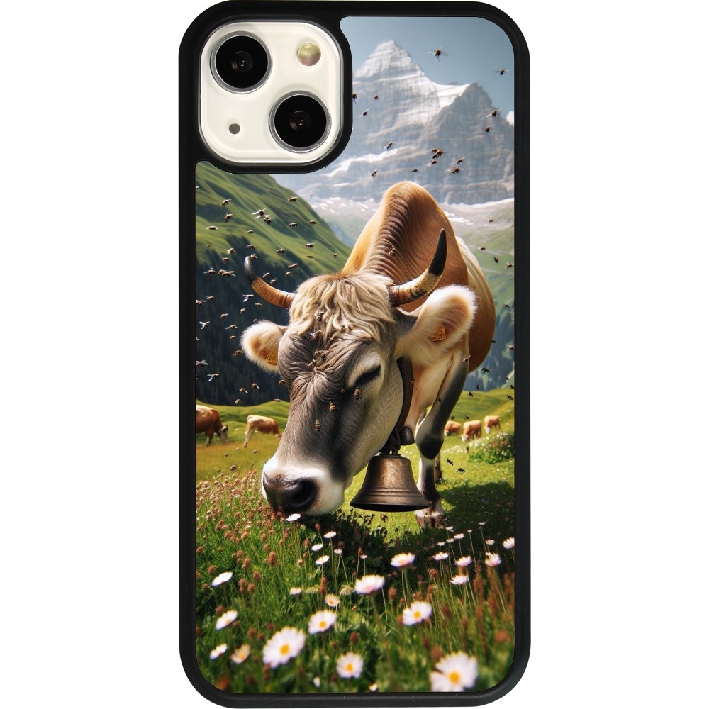 iPhone 13 Case Hülle - Silikon schwarz Kuh Berg Wallis