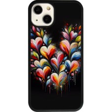 Coque iPhone 13 - Silicone rigide noir Valentine 2024 Coeur Noir Abstrait