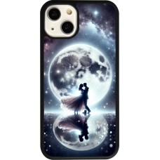 Coque iPhone 13 - Silicone rigide noir Valentine 2024 Love under the moon